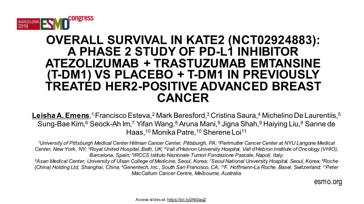 overall survival in kate2 nct02924883 a phase 2 study of