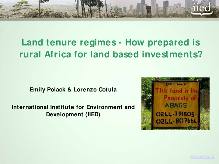 land tenure regimes how prepared is rural africa for land