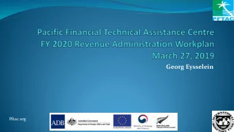 Georg Eysselein  Pftac.org  Revenue Administration - FY2020 Plans &amp; Priorities  Planned  Vs