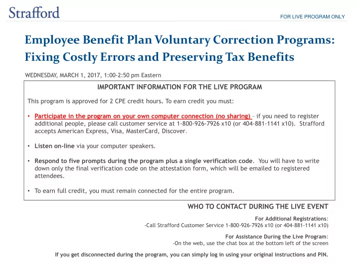 employee benefit plan voluntary correction programs