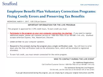 Employee Benefit Plan Voluntary Correction Programs:  Fixing Costly Errors and Preserving Tax