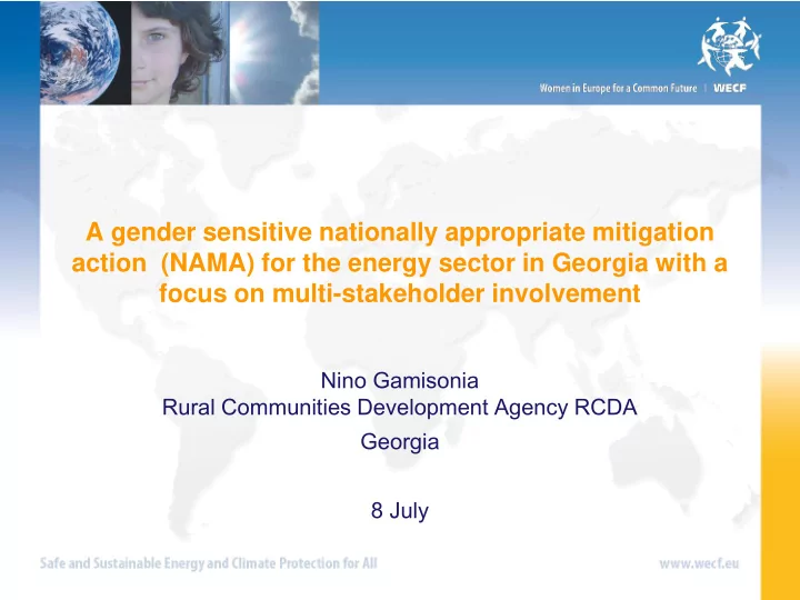 a gender sensitive nationally appropriate mitigation