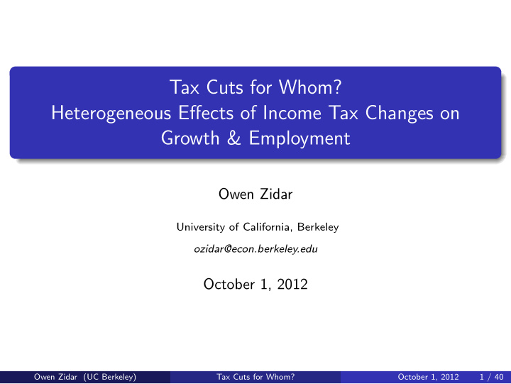 tax cuts for whom heterogeneous effects of income tax