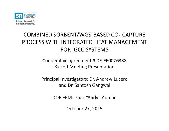 combined sorbent wgs based co 2 capture process with