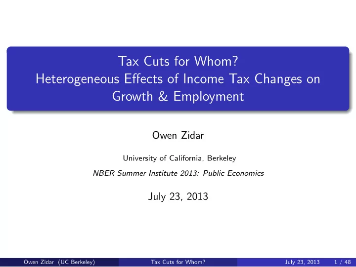 tax cuts for whom heterogeneous effects of income tax