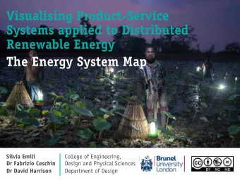 Visualising Product-Service  Systems applied to Distributed  Renewable Energy  The Energy System