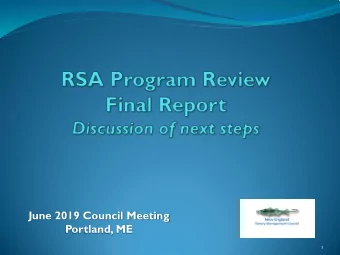 June 2019 Council Meeting  Portland, ME  1  Executive Committee Guidance or  Terms of Reference