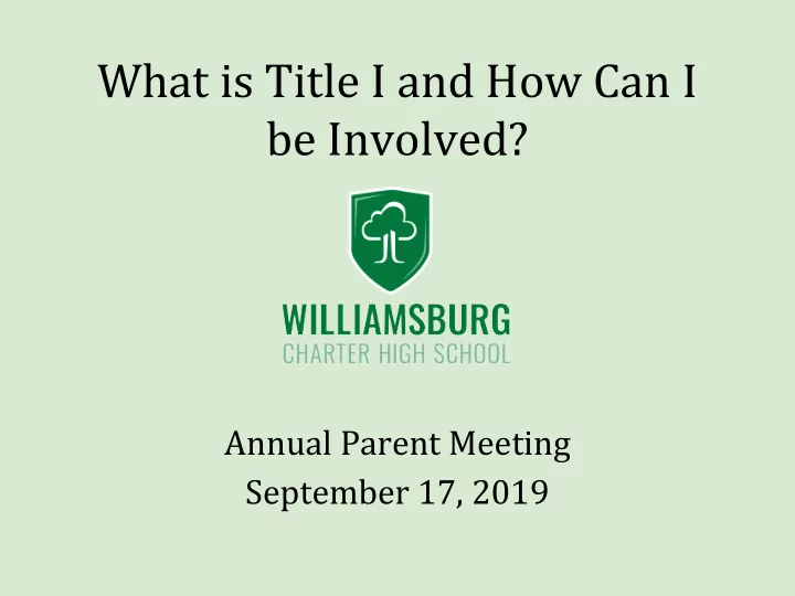 what is title i and how can i be involved