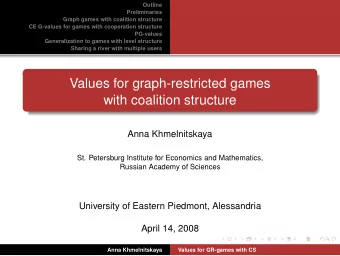 Values for graph-restricted games  with coalition structure  Anna Khmelnitskaya  St. Petersburg