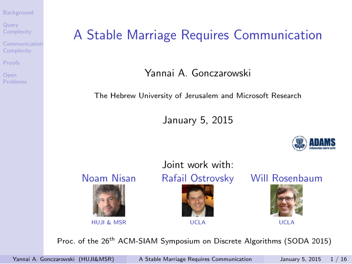 a stable marriage requires communication
