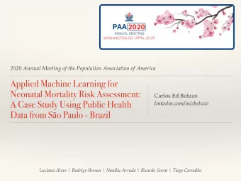 Applied Machine Learning for  Neonatal Mortality Risk Assessment:  Carlos Ed Beluzo  A Case Study