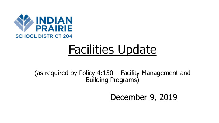 facilities update