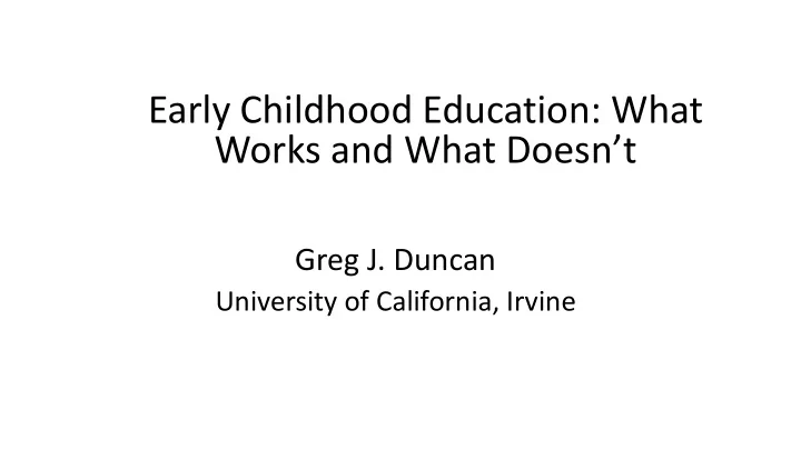 early childhood education what