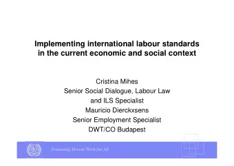 Implementing international labour standards  in the current economic and social context  Cristina