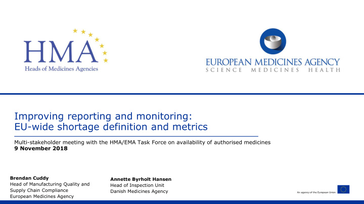 improving reporting and monitoring eu wide shortage