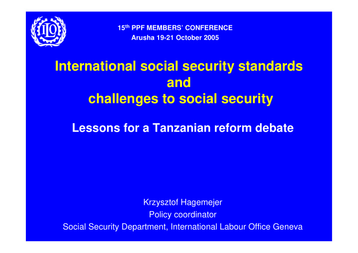 international social security standards and challenges to