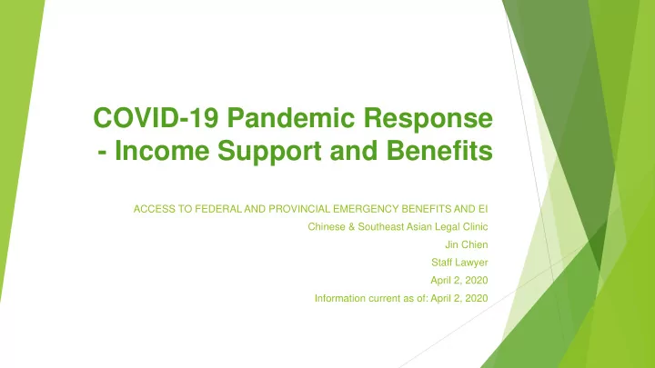 covid 19 pandemic response income support and benefits