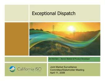 Exceptional Dispatch  Jim McClain  Senior Market &amp; Product Developer  Joint Market