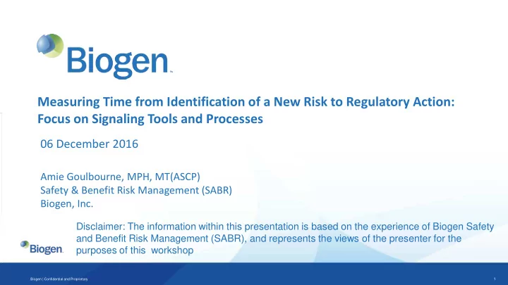 measuring time from identification of a new risk to