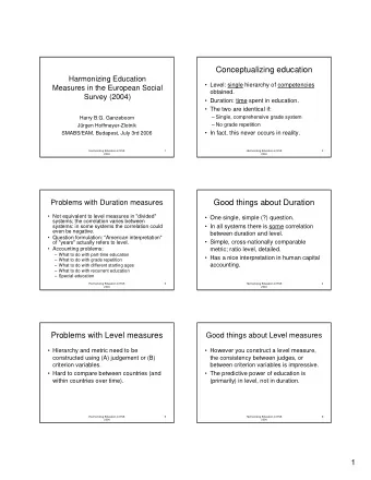 Conceptualizing education  Harmonizing Education   Level: single hierarchy of competencies