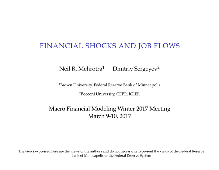 financial shocks and job flows