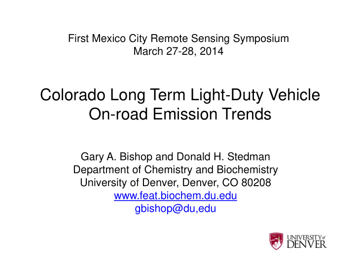 colorado long term light duty vehicle on road emission