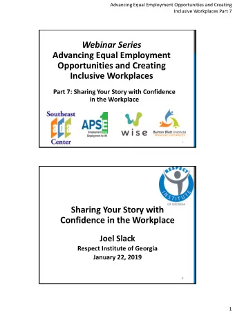 Webinar Series  Advancing Equal Employment  Opportunities and Creating  Inclusive Workplaces  Part