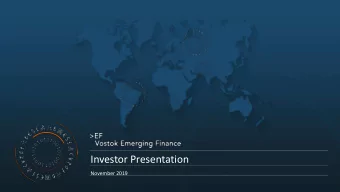Investor Presentation  November 2019  VEF Business Overview and Update VEF  A Unique Vehicle to