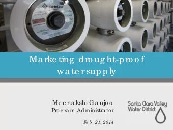 Ma rke ting  dro ug ht-pro o f  wa te r supply  Me e na kshi Ga njo o  Pro g ra m Administra to r