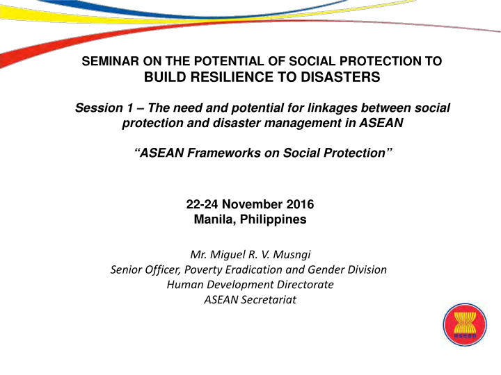 build resilience to disasters