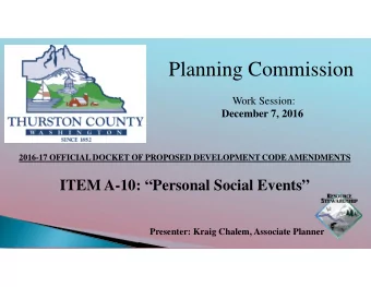 Planning Commission  Work Session:  December 7, 2016  2016-17 OFFICIAL DOCKET OF PROPOSED