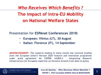 The impact of intra-EU Mobility  on National Welfare States Presentation for ESPAnet Conferences
