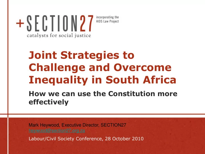 joint strategies to challenge and overcome