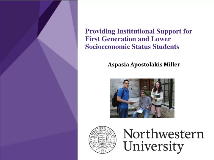 providing institutional support for first generation and