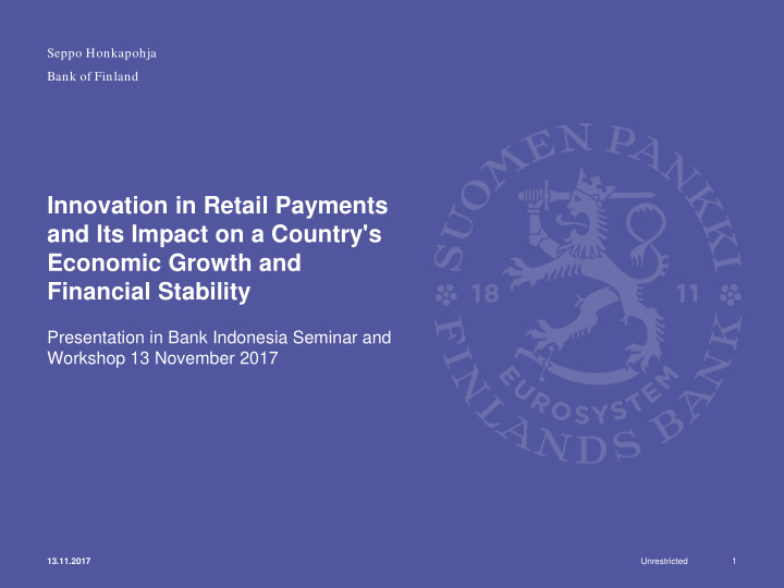 innovation in retail payments and its impact on a country
