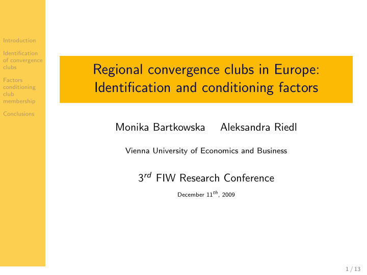 regional convergence clubs in europe