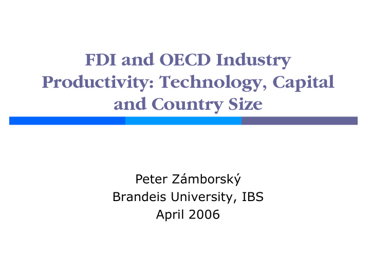 fdi and oecd industry productivity technology capital and