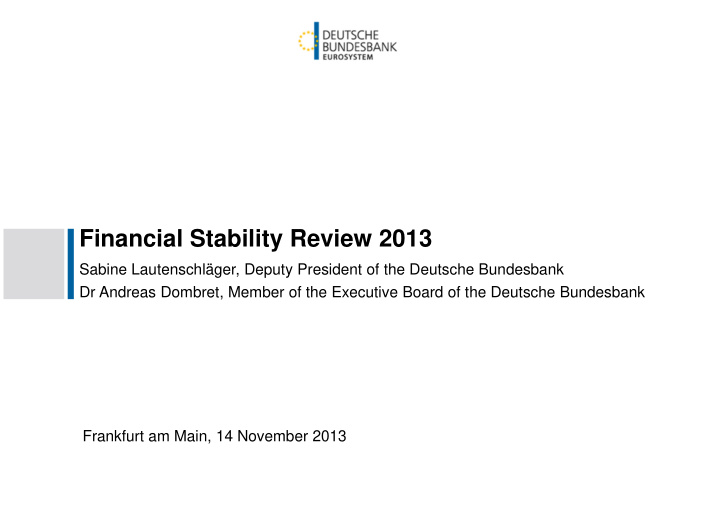 financial stability review 2013