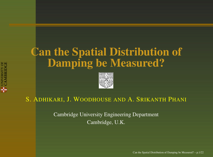 can the spatial distribution of damping be measured