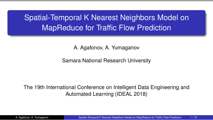 spatial temporal k nearest neighbors model on mapreduce