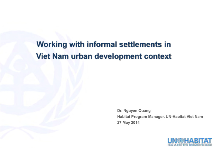 working with informal settlements in viet nam urban