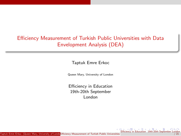 efficiency measurement of turkish public universities