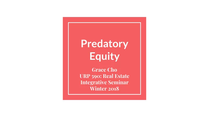 predatory equity