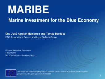 MARIBE  Marine Investment for the Blue Economy  Drs. Jos Aguilar-Manjarrez and Tams Bardcz