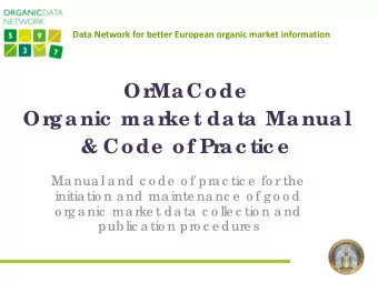 Or  MaCode  Or  ganic  mar  ke t data Manual  &amp; Code  of Pr  ac tic e  Ma nua l a nd c o de  o