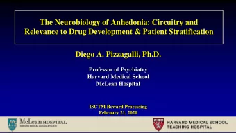 Relevance to Drug Development &amp; Patient Stratification  Diego A. Pizzagalli, Ph.D.  Professor