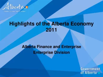 Highlights of the Alberta Economy  2011  Alberta Finance and Enterprise  Enterprise Division  Table