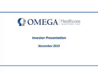 Investor Presentation  November 2019  Forward-looking Statements and Non-GAAP Information   This