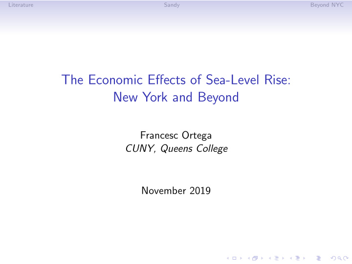 the economic effects of sea level rise new york and beyond