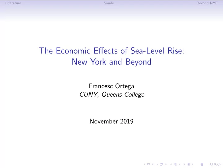 the economic effects of sea level rise new york and beyond